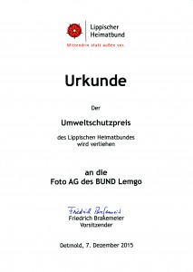Urkunde des Lippischen Heimatbundes